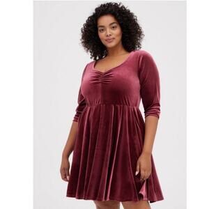 Torrid Velvet Skater Dress burgundy with pockets women's plus size 5x